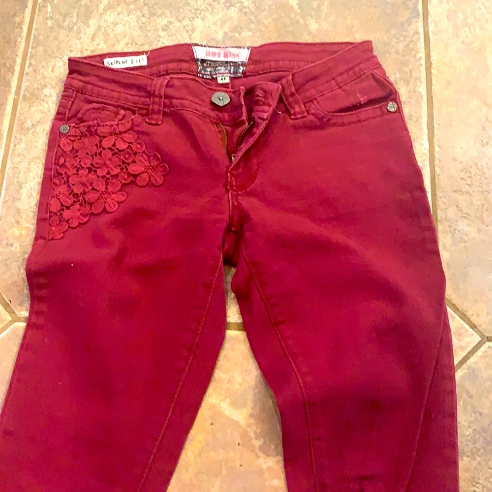 Hot kiss red skinny pants